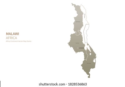 malawi map. vector map of african countries.