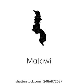 Malawi Map Vector Illustration - Silhouette, Outline, Malawi Travel and Tourism Map