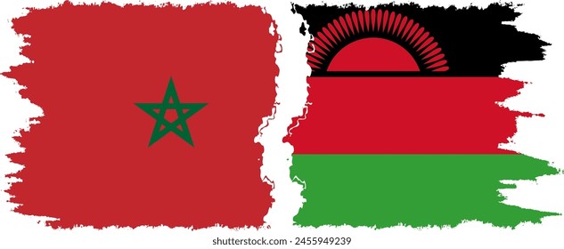 Malaui y Marruecos grunge banderas conexión, Vector