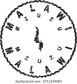 Malawi Mzuzu Round Seal Map Design