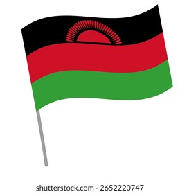 Bandeira nacional do Malawi flui com mastro