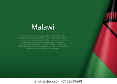 Malawi national flag isolated on dark background with copyspace