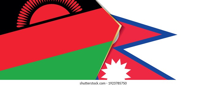Malawi and Nepal flags, two vector flags symbol of relationship or confrontation.