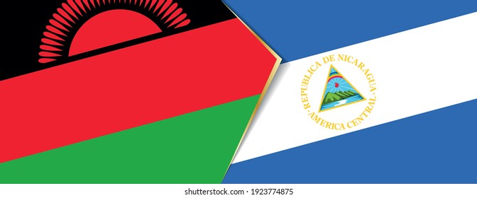 Malawi and Nicaragua flags, two vector flags symbol of relationship or confrontation.