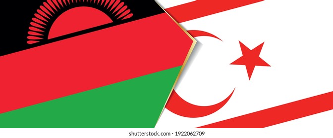 Malawi and Northern Cyprus flags, two vector flags symbol of relationship or confrontation.