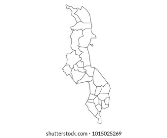 malawi outline map. detailed isolated vector country border contour map on white background.