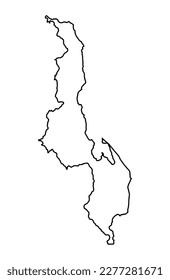 Malawi outline silhouette map over a white background