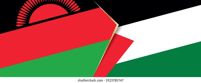 Banderas de Malawi y Palestina, dos banderas vectoriales símbolo de relación o confrontación.