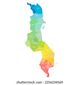 Malawi political map of administrative divisions