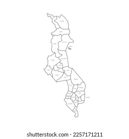 Malawi political map of administrative divisions