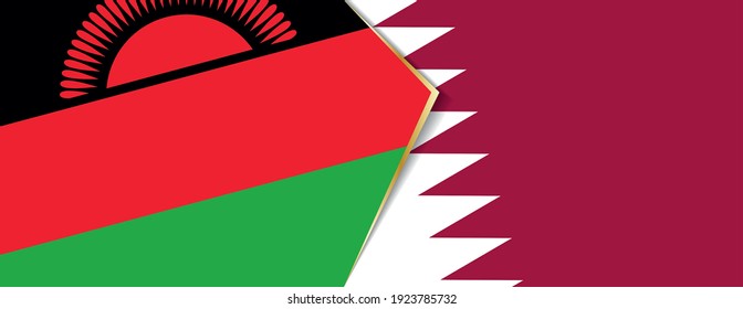 Malawi and Qatar flags, two vector flags symbol of relationship or confrontation.