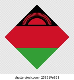 Malawi rhombus flag. Vector illustration.