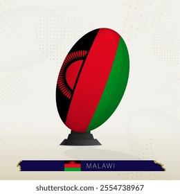 Malawi Rugby Ball on Rugby Kicking Tees with Modern Design. Illustration perfect for sports, national pride, and rugby-related projects.