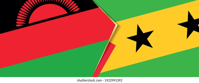 Malawi and Sao Tome and Principe flags, two vector flags symbol of relationship or confrontation.