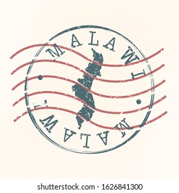 Malawi Stamp Postal. Map Silhouette Seal. Passport Round Design. Vector Icon. Design Retro Travel.