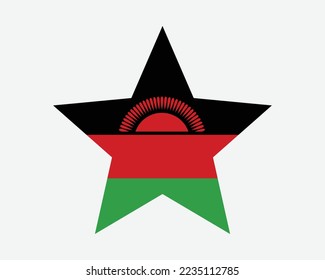 Malawi Star Flag. Malawian Star Shape Flag. Country National Banner Icon Symbol Vector Flat Artwork Graphic Illustration