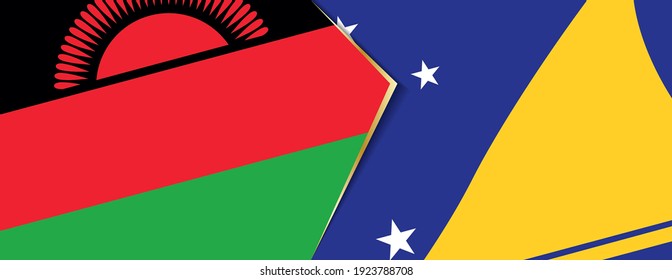 Malawi and Tokelau flags, two vector flags symbol of relationship or confrontation.