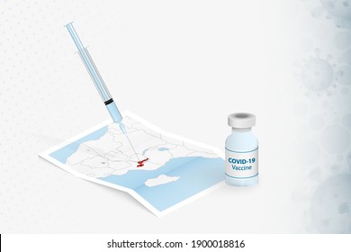 Malawi Vaccination, Injection with COVID-19 vaccine in Map of Malawi. Vaccination Concept Illustration.