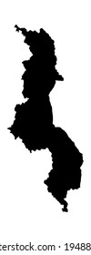 Malawi vector map silhouette isolated on white background. High detailed illustration. Malawi map silhouette.