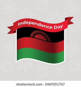 Malawi Wavy Flag Independence Day Banner Background