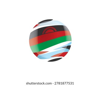 The Malawian flag in an abstract sphere