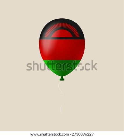 Malawian flag balloon floating in the air for national holiday celebrations, a shiny and patriotic vector illustration..