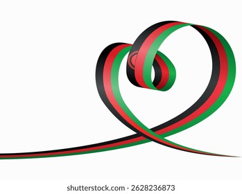 Malawian flag heart shaped ribbon. Vector illustration.