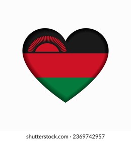 Malawian flag heart-shaped sign. Vector illustration.