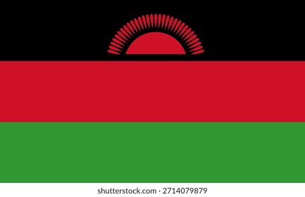 Malawisches Flaggensymbol in hoher Qualität, verwendet in Malawi