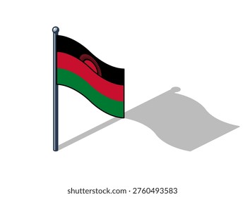 Malawian flag isometric vector illustration with shadow Malawian flag