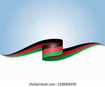 Malawian flag wavy background layout. Vector illustration.