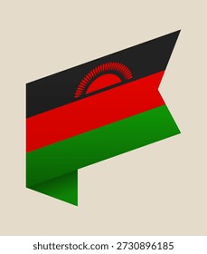 Die malawische Nationalflagge ist ein Vektorsymbol, das in ein dynamisches Farbband gefaltet ist, das Patriotismus und Nationalstolz repräsentiert.