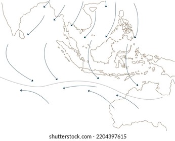 Malay Peninsula Moslem Kingdom Land Below The Wind Vector Map