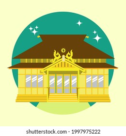 Malay Traditional House Illustration Design Kalimantan Island