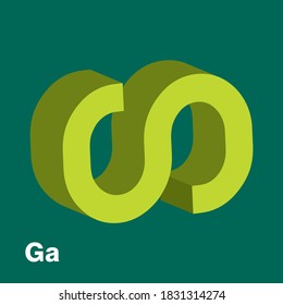 Malayalam alphabet letter in 3D shape 'Ga' (English translation is 'G'), vector illustration. Flash Card, Letter Recognizing practice. Fun exercises. Attention-building Card for children.