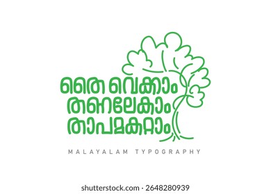 Malayalam calligraphy letter style translated by: World environment day