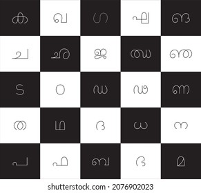 Malayalam Language Alphabets - vector font