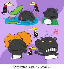 The malayan Tapir cartoon In different emotions and gestures