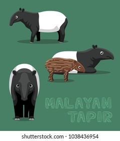 Malayan Tapir Cute Cartoon Vector Illustration