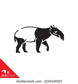 Malayan tapir vector icon. Asian wildlife symbol.