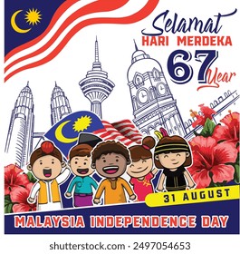 Malaysi independence day 31 august colourful 67 yer