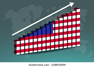 Malaysia 3D bar chart graph vector, upward rising arrow on data, country statistics concept, Malaysia country flag on 3D bar graph, increasing values, news banner idea