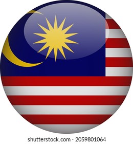 Malaysia 3D Rounded Country Flag Icon