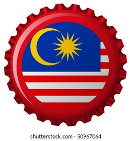 malaysia abstract flag on bottle cap isolated on white background, abstract vector art illustration