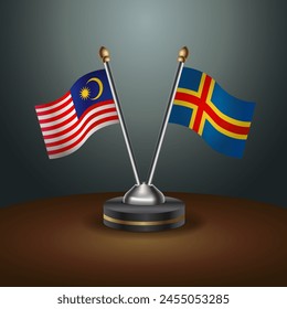 Malaysia and Aland Islands table flags relation with gradient backgrund