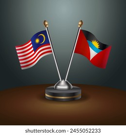 Malaysia and Antigua and Barbuda table flags relation with gradient backgrund