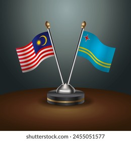 Malaysia and Aruba table flags relation with gradient backgrund