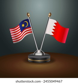 Malaysia and Bahrain table flags relation with gradient backgrund