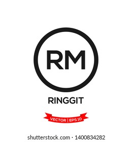 MALAYSIA banking currency symbol, ringgit vector icon 