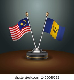 Malaysia and Barbados table flags relation with gradient backgrund